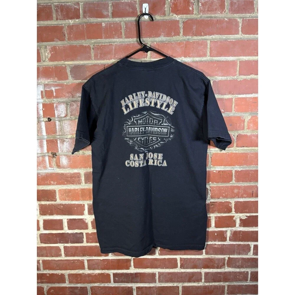Vintage Y2K Harley-Davidson Mens Black Shirt Costa Rica Motorcycle Mens Large - Picture 2 of 5